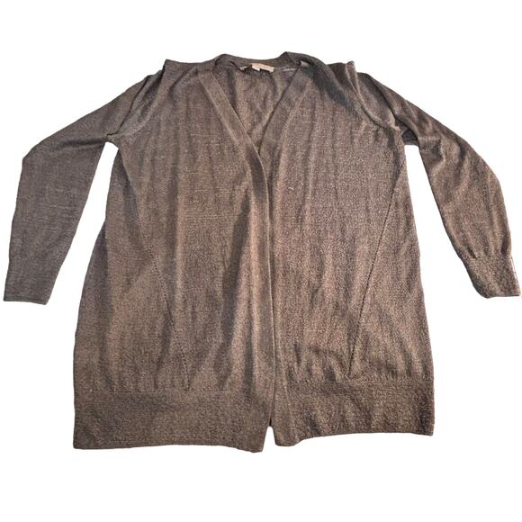 Loft - Womens - Open Front Silver/Gray Shimmer Long Sleeve  Cardigan - Size Med - Picture 3 of 13